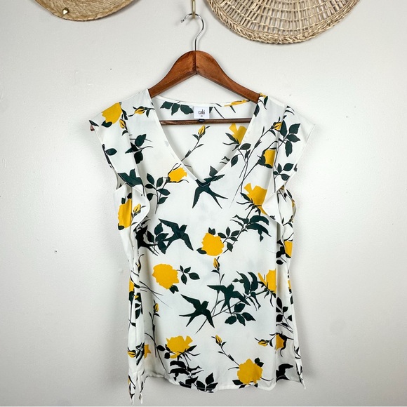 Cabi 3963 Birdwatcher Floral Crossover Flutter Sleeve Blouse XS - Picture 2 of 10